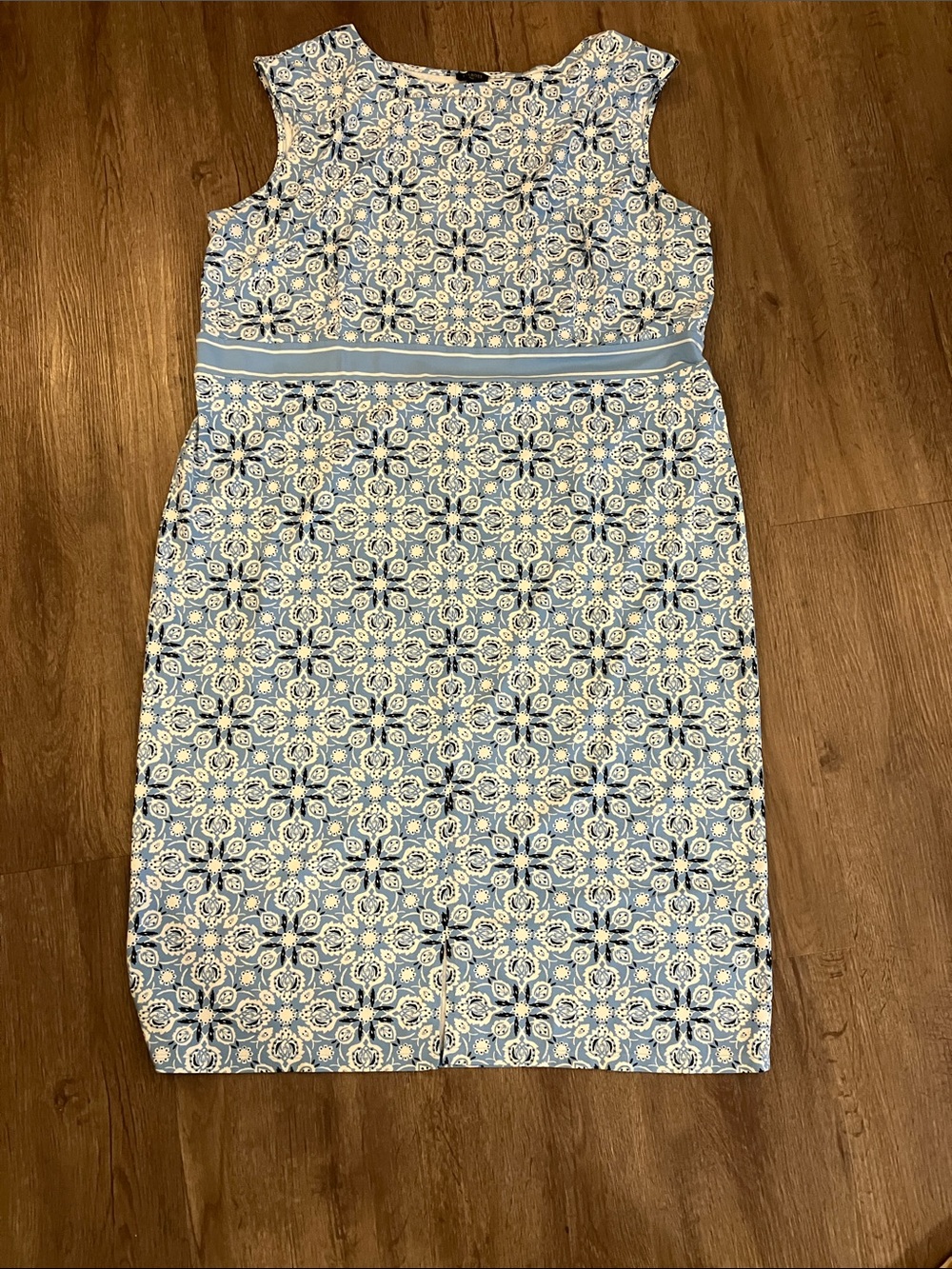 Talbots plus Light Blue and White Jersey Dress